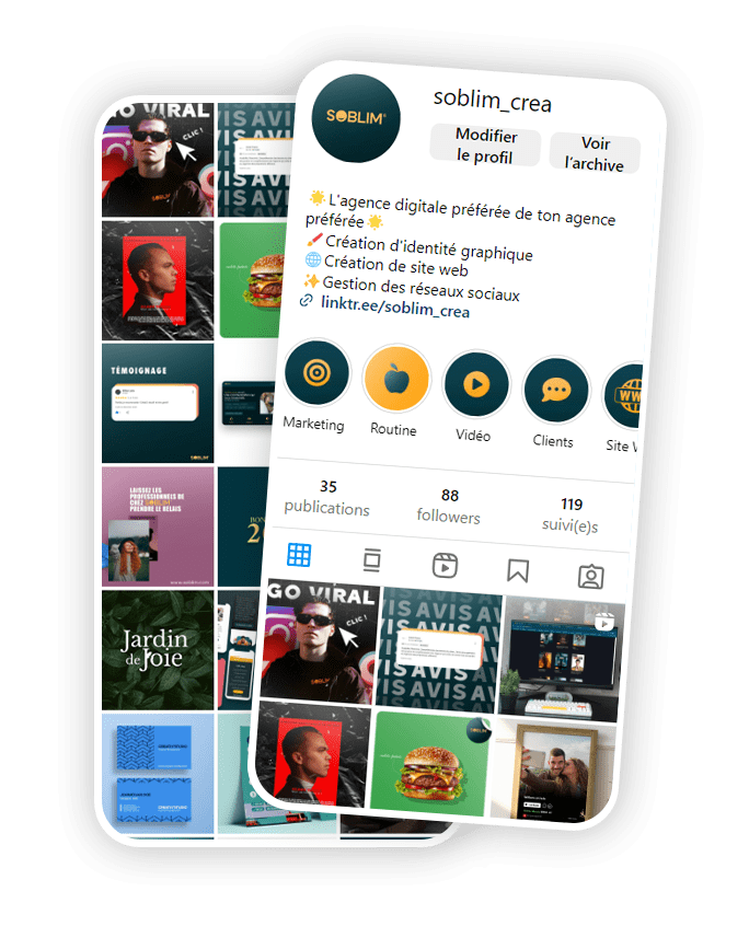 Le compte instagram de l'agence SOBLIM.<br />
